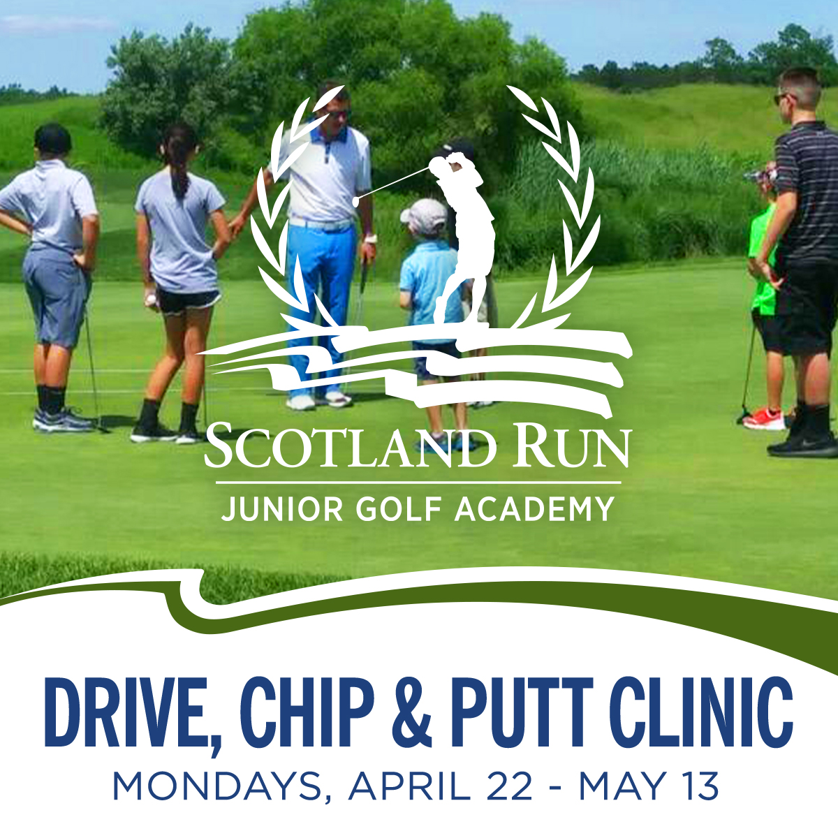 Start the season off early and get your kids swinging their clubs again with Scotland Run's 2024 Drive, Chip and Putt Clinics! Open to kids ages 7 to 15 and all skill levels welcome from beginners to advanced! $200 per child for the series. Sign up now: brnw.ch/21wI7CF