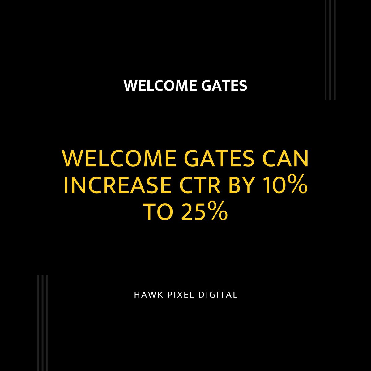 HawkPixelHQ's tweet photo. Welcome gates offer a unique opportunity to capture visitor attention right from the start, leading to a notable increase in click-through rates. This strategy aligns with creating a memorable first impression. #WelcomeGates #ConversionOptimization https://t.co/piHBzv8ZPp