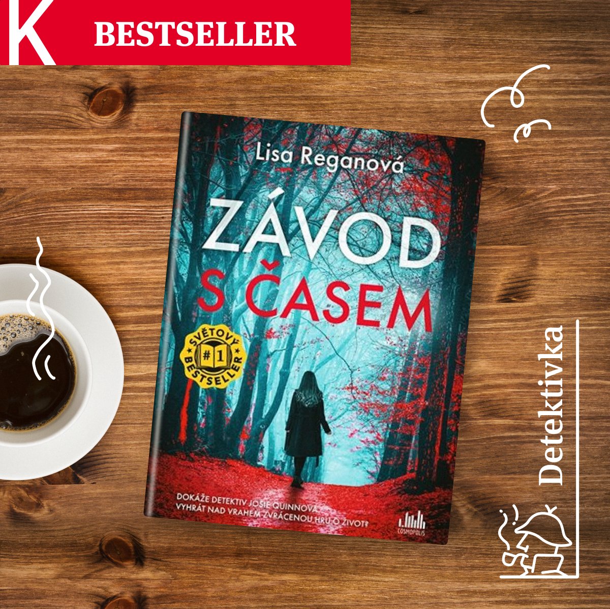 Pomozte detektivovi Josie Quinnové vyhrát Závod s časem! ⏱️ Stopy k rozluštění případu vedou do Kosmasu, kde na stránkách stejnojmenné knihy najdete důkazy potřebné k odhalení vraha! 👤 #Kosmas #bestseller #CrimeStories @Lisalregan