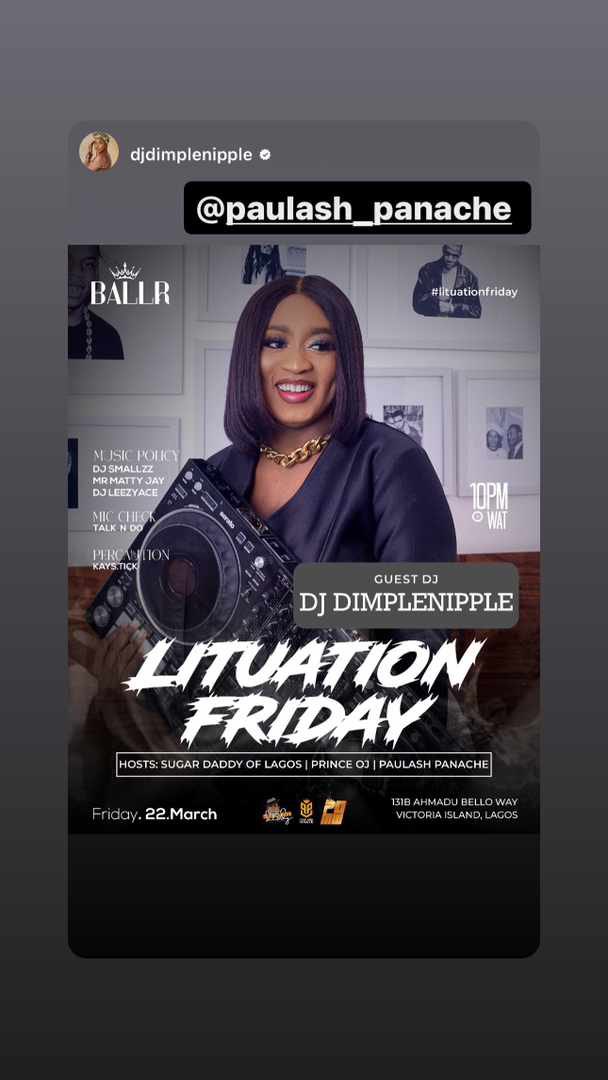 Crankknot's tweet photo. Get ready to party like never before at Ballr Lagos with Tobyshang, the king of hype, and DJ Dimplenipple. 
You shouldn’t miss the #LituationFriday https://t.co/UxZ1jm3Lll