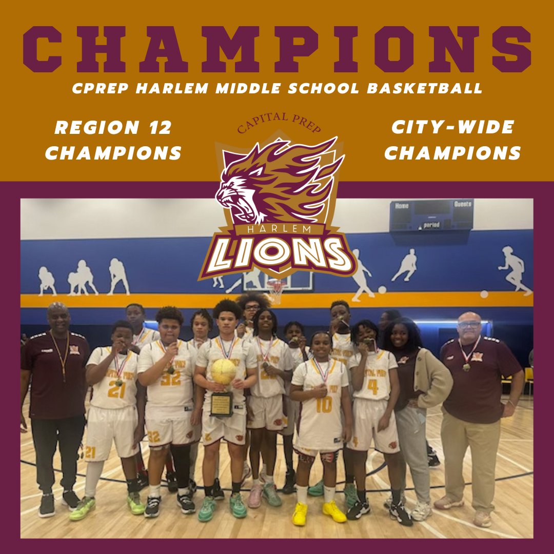 #LIONSALERT - BACK TO BACK CHAMPIONS! 🏀🦁🥇 Congrats to our CPREP Harlem middle school and varsity boys basketball teams! #EnterTheLionsDen #WeAreCapitalPrep