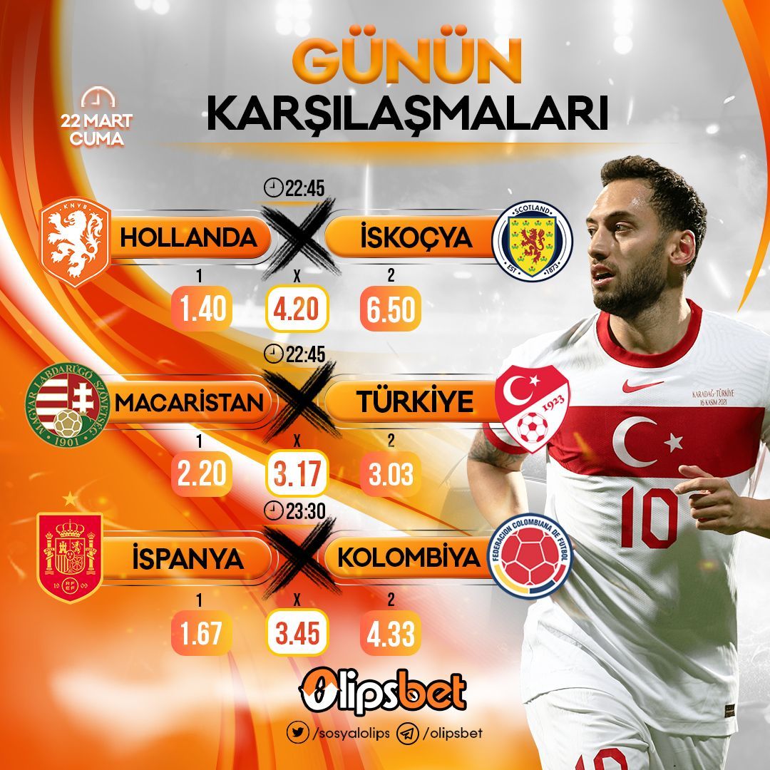 ⚽️ ⚽️ ⚽️ GÜNÜN MAÇLARI ❗️

💎 Her yatırıma freebet ❗️
💎  Şans çarkı sınırsız ödüller ❗️

✅ Olipsbet kazandırır❗️

22:45  Hollanda v İskoçya

22:45  Macaristan v Türkiye

23:30  İspanya v Kolombiya 

#olipsbet 

👉 buff.ly/4afpels