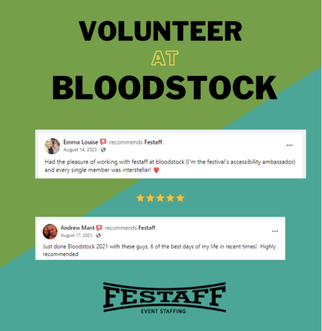 Festaff's tweet photo. If you volunteer with Festaff at any of the UK Music Festivals on our roster this year, you are guaranteed to have a great time and get to see some of the best acts at an affordable price.π€πΌπ΄ββ οΈ
Volunteer at Bloodstock this year!
#summer2024 #Festaff https://t.co/s6rnCWkzAa