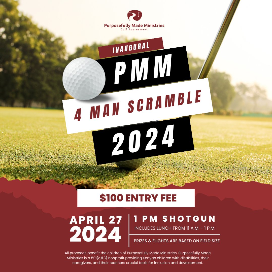 Our Inaugural PMM Golf Tournament is coming up on April 27! To register for the event, email Katherine at katherine@purposefullymadeministries.org! 

#ClarksdaleMS #MSDelta #GolfTournament #KenyaMinistry #KitaleKenya #PurposefullyMadeMinistries