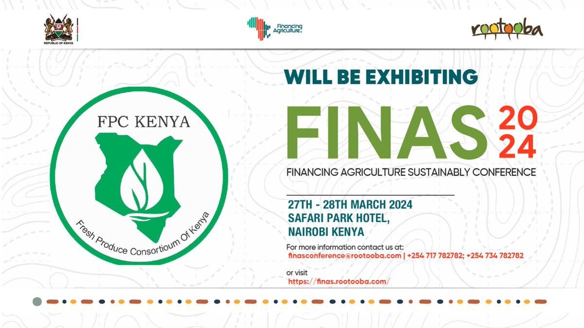 🎉 Exciting News! 🎉 We're thrilled to announce that we'll be exhibiting at the Financing Agriculture Sustainably Conference 2024! 🚀 Join us at Safari Park Hotel on 27th & 28th March 2024 for an unforgettable experience. Make sure to Stop by our booth. See you there! #FINAS2024