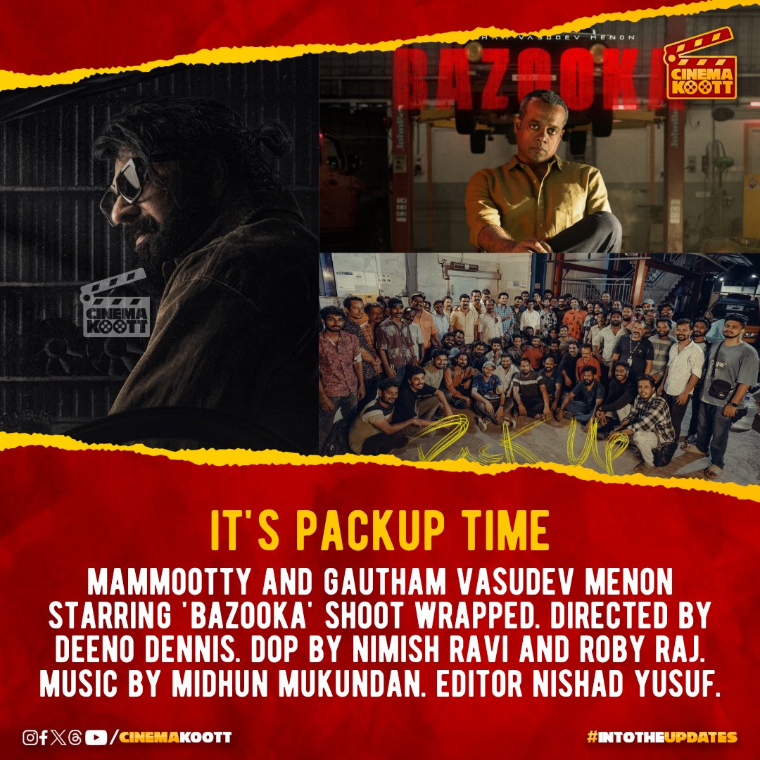 It's packup time

#Bazooka #Mammootty #GauthamVasudevMenon #DeenoDennis #MidhunMukundan 

_
_
#intotheupdates #cinemakoott