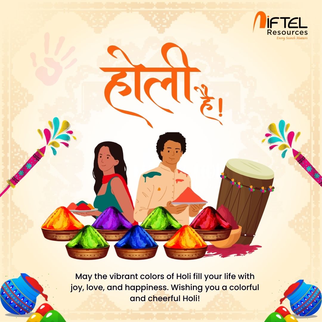 A happy, healthy, and heartiest Holi to everyone. Happy Holi from Niftel Family. #niftel #niftelresources #OneTeamOneGoal #Holi2024 #HappyHoli #happyholi2024 #HoliFestival