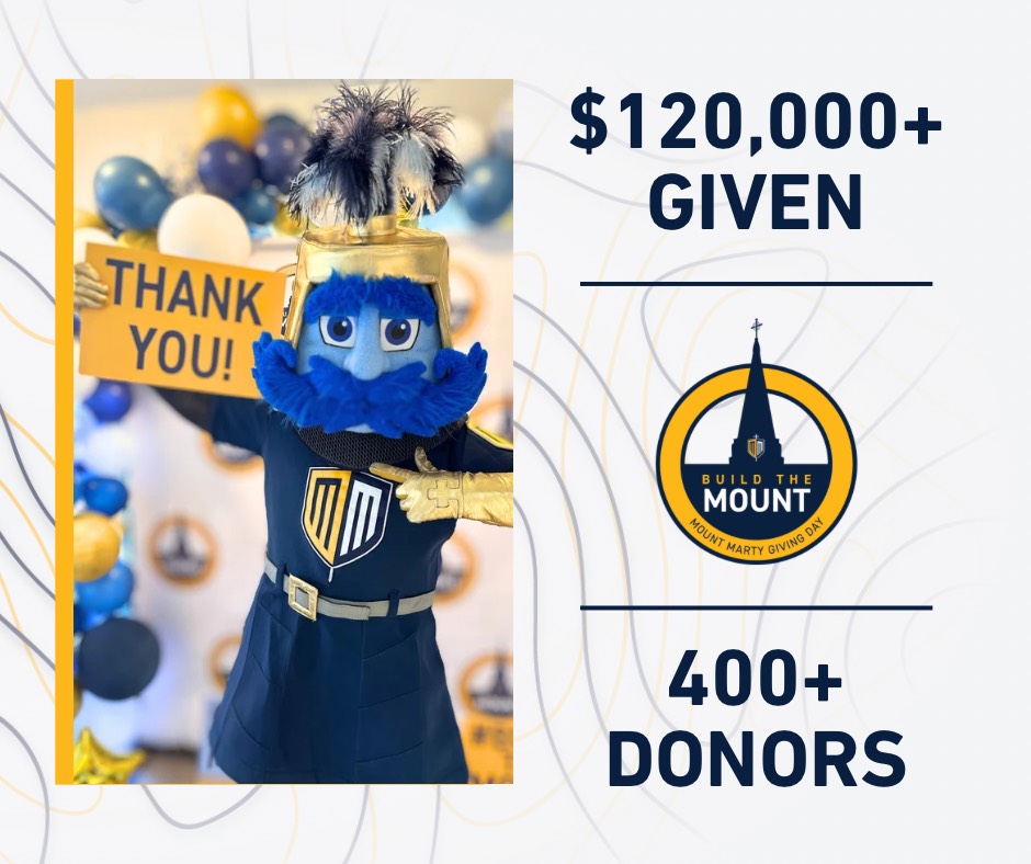 Thank you to everyone who participated in Mount Marty University’s Giving Day! The outpouring of generosity has made an indelible mark on our campus, shaping the future for students, faculty, and the entire university community. Thank you for helping us #BuildTheMount 💙