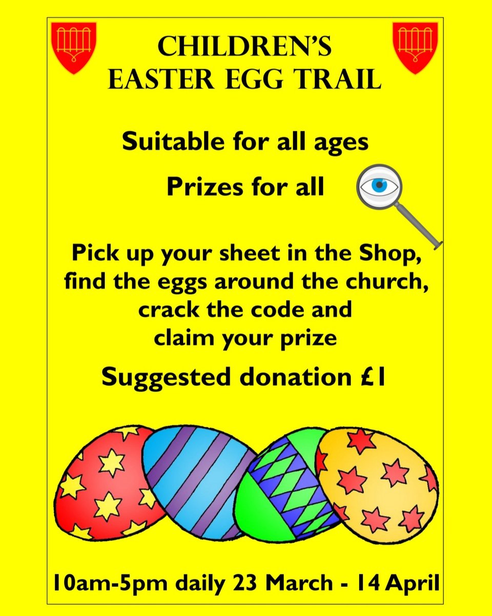 Who else is ready for the Easter holidays? We certainly are, and of course we have a new children's trail at the church to keep your young ones entertained. The Easter Egg Trail starts tomorrow, Sat 23/03, & finishes on 14/04. Find the eggs, crack the code, and win a prize! 🐣