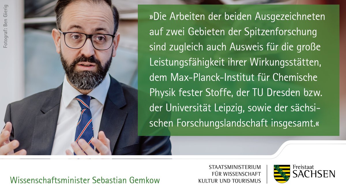 Dr. Claire Donnelly vom @mpi_CPfS und der @tudresden_de sowie Juniorprofessor Dr. Sebastian Sippel von der @UniLeipzig erhalten den Heinz Maier-Leibnitz-Preis 2024 der @dfg_public. 👍👍👍 📷 medienservice.sachsen.de/medien/news/10… #ForschungSN #HochschulenSN #spin2030