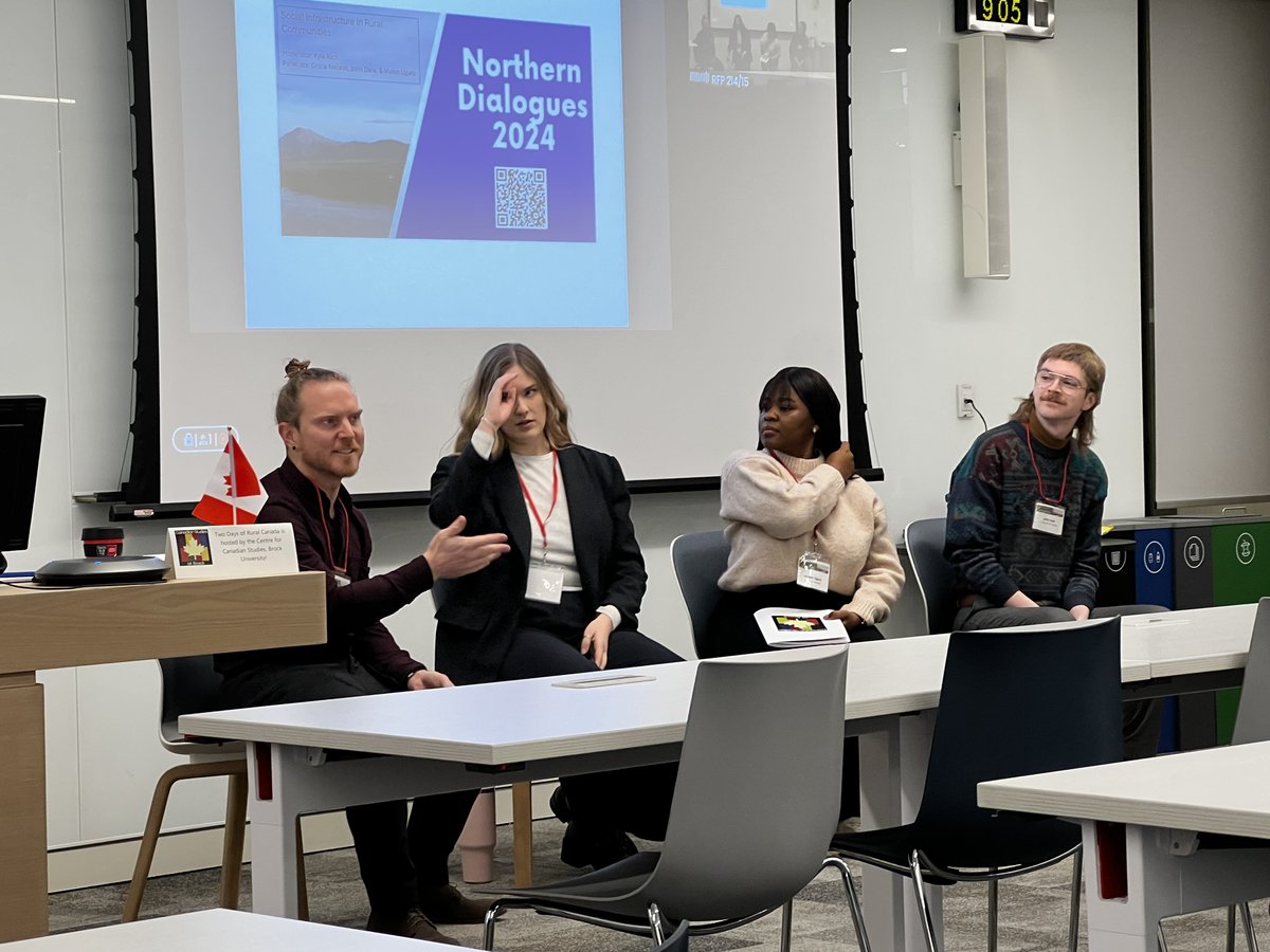 Excited to be attending Day 2 of the Two Days of Rural Canada Conference <a href="/BrockUniversity/">Brock University</a> hosted by the Canadian Studies program. First up, a panel on social infrastructure with <a href="/JohnDaleRural/">John Dale</a>, <a href="/Krich052/">Kyle Rich (not hanging out here anymore)</a>, Grace Nelson and Vivien Ugwu
