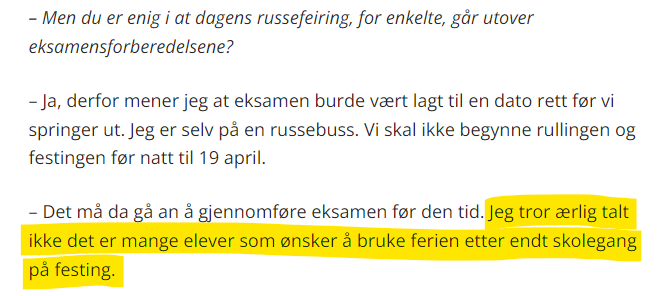 LineEk's tweet photo. Stakkars russen. Viser seg at festen er tvang, og ikke noe man kan gjøre på fritiden. Valgfaget fest må inn i skolen! 
Kilde: https://t.co/4MinVZqL1F https://t.co/tc9q7HNmvh