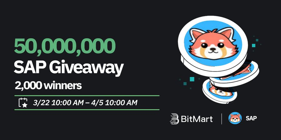BitMart_SA's tweet photo. 🌟 #BitMart X #SAP #Airdrop 🌟

1️⃣Follow @BitMartExchange & @BitMartResearch & @satoshipandaio & @BitMart_India 
2️⃣Join https://t.co/CBq4ItVcsG & https://t.co/GjQKm2SDTA
3️⃣RT & Tag 3 frds & Like
4️⃣Fill in https://t.co/bgJdWI0BEr

🎁 2,000 winners / 50,000,000 $SAP
Register 👉 https://t.co/qVrjAsJbeV

#cryptogiveaway #cryptoairdrop