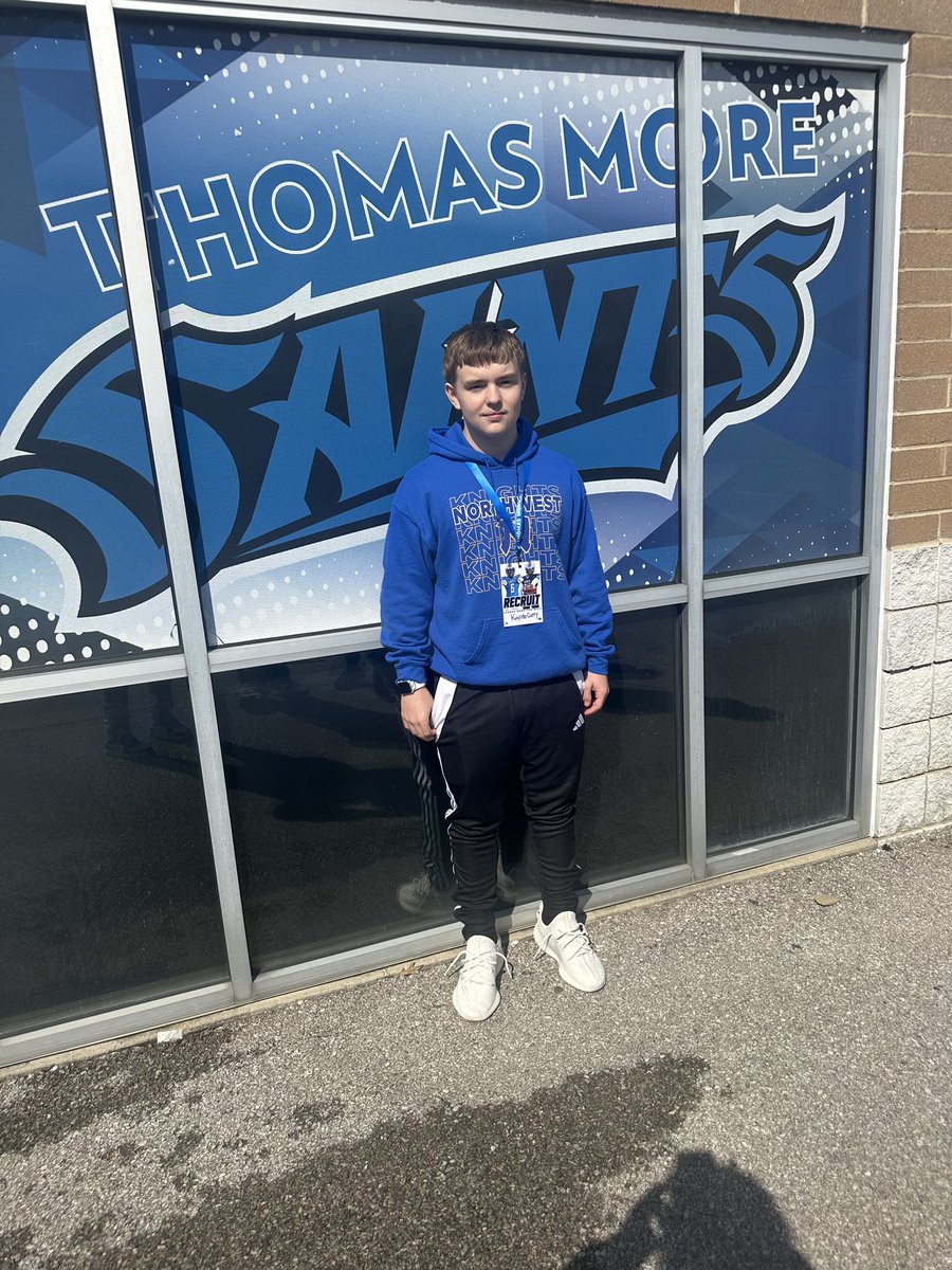 Thank you for the visit <a href="/TMU_Football/">Thomas More Football</a>. Had a great time watching spring practice. Can’t wait to be back 💙🤍<a href="/CoachBZink/">Brad Zink</a> <a href="/CoachNorwell/">Chris Norwell</a> <a href="/CoachSchon/">Coach Schon</a> @Lumpkin_era
