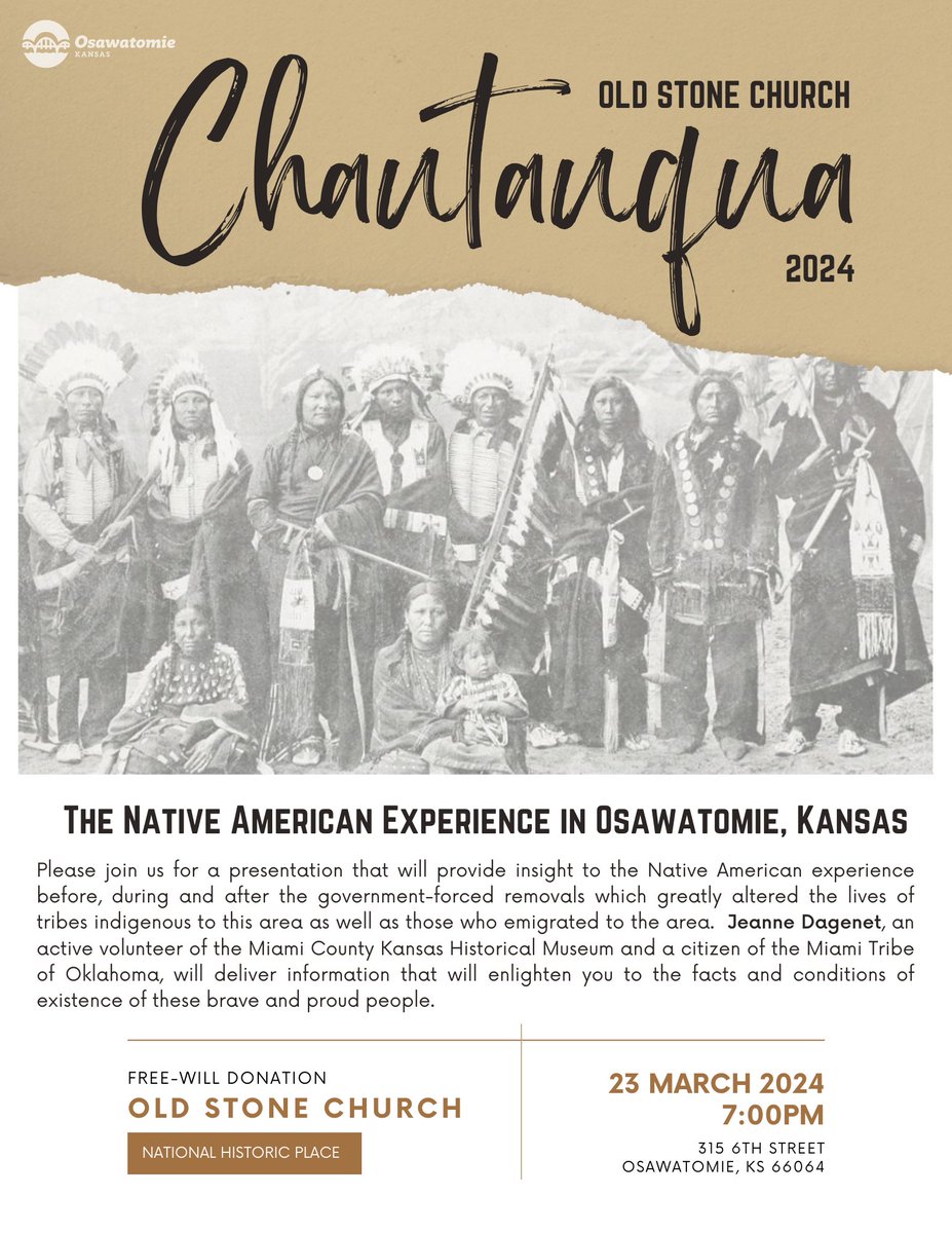The John Brown Museum State Historic Site is hosting its Spring Chautauqua tomorrow at 7pm inside the Old Stone Church -- see you there!