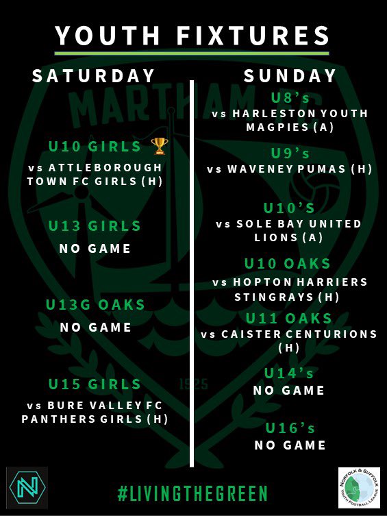 𝙔𝙤𝙪𝙩𝙝 𝙁𝙤𝙤𝙩𝙗𝙖𝙡𝙡 | 𝙒𝙚𝙚𝙠𝙚𝙣𝙙 𝙁𝙞𝙭𝙩𝙪𝙧𝙚𝙨 Good luck to our young Greens in action this weekend! 🤞 Special shout out to our u10 Girls who have their Semi-Final 2nd leg at home tomorrow. 10am KO! 🏆 #LTG⚽️💚