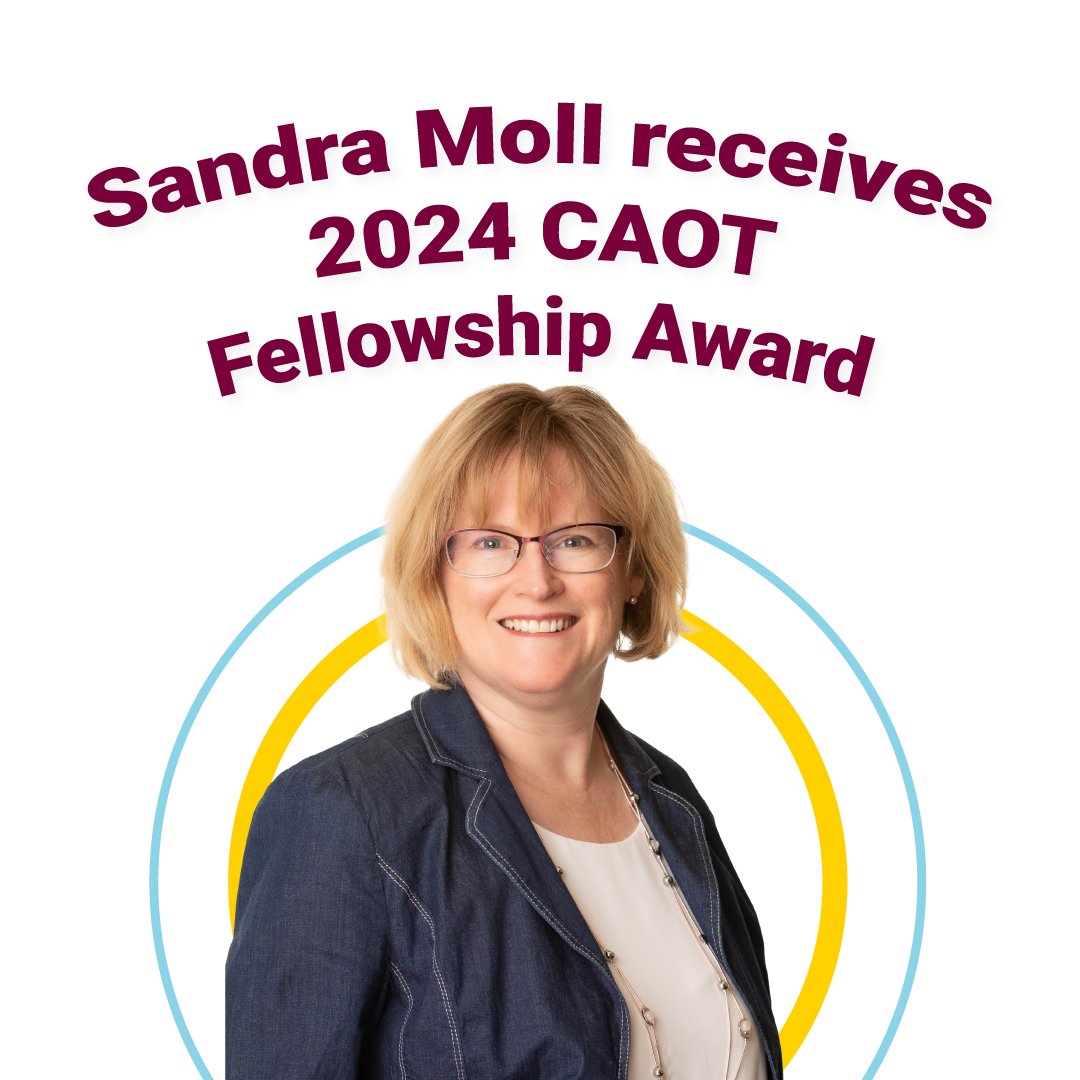 We are thrilled to share that Dr. Sandra Moll (@SandraMoll_OT ) is the recipient of the 2024 CAOT Fellowship Award! 🏆 Dr. Moll has shaped the future of OT with 35 years of dedication to education, research, and policy. A true inspiration! Congratulations, Sandra!