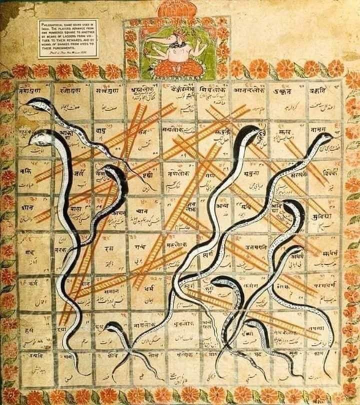 The 13th Century CE, Indian poet and saint Gyandev created a children's game called Moksha Patam. The British later named it as Snakes and Ladders instead of retaining the original Moksha Patam.

Originally, the game was used as a part of moral instruction to children. The