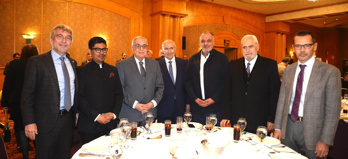 NoorRahman_IFS's tweet photo. It’s a great honour to host Lebanon’s Minister of Foreign Affairs, Minister of Industry, Minister of Energy and Minister of Public Health and Members of Parliament in the Business Seminar & Iftar held on 21 March evening. Several prominent businessmen, diplomats & Indian Diaspora also attended.