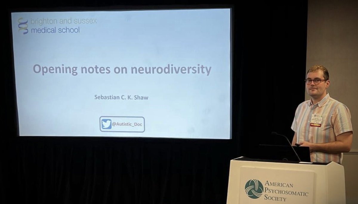 Delighted to have been able to present on #neurodiversity, #ActuallyAutistic barriers to healthcare, and @Autistic_SPACE this week at #APS2024UK, alongside the wonderful @LisaQuadt @AutisticDoctor @BendyBrain @DrSFink 😊 @BSMSMedSchool @DoctorsAutistic
