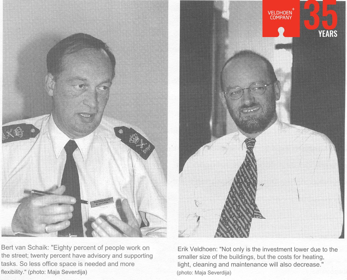 Did you know: The 1st ABW project was with a Dutch police department?! 👮‍♀️ 

It raised questions about the role of offices in many new industries. Since, V+C has worked with police departments countrywide to adopted a similar model. #OneWordImpact #VC35Years #WorkplaceInnovation