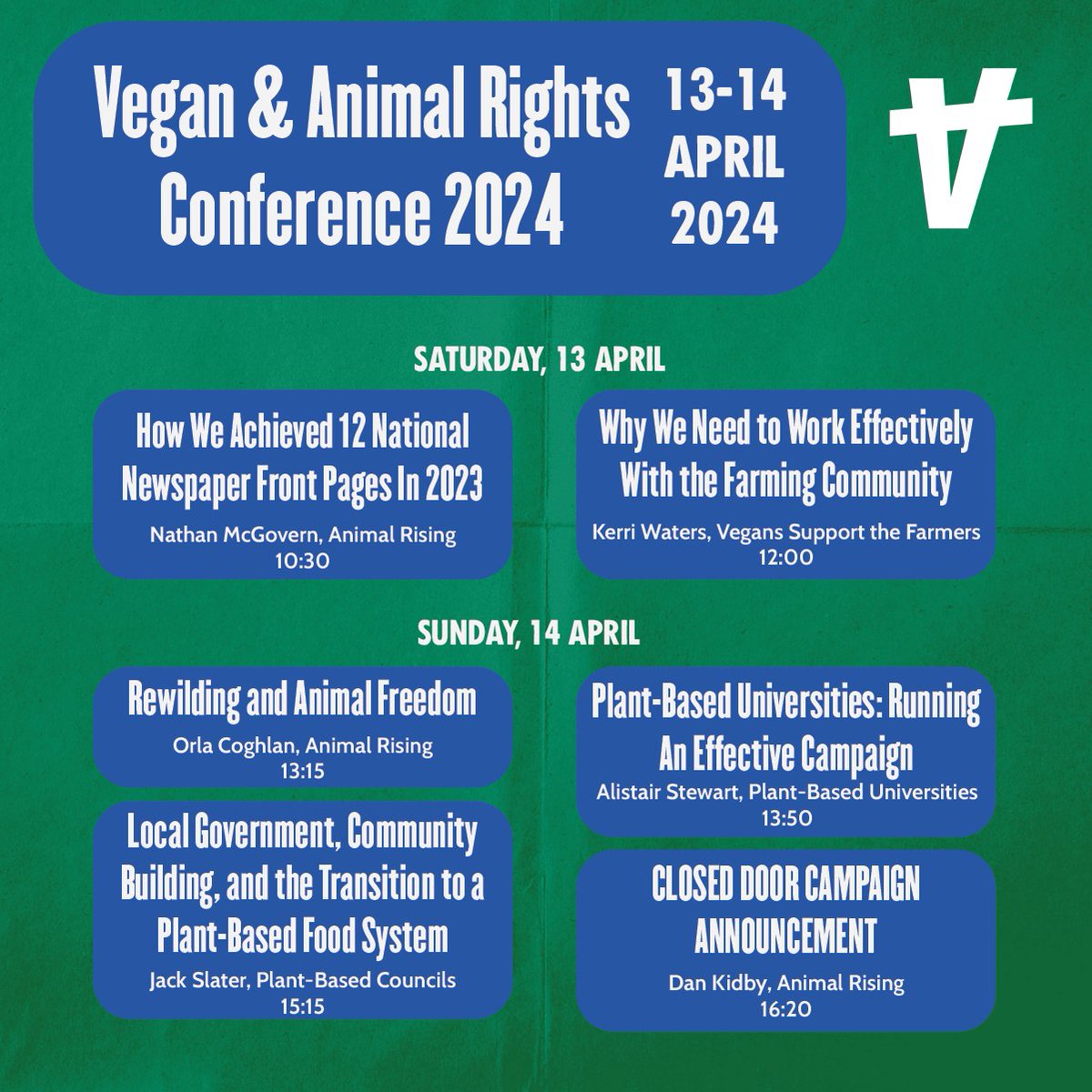 JOIN US AT THE VEGAN AND ANIMAL RIGHTS CONFERENCE We are excited to be part of the inaugural Vegan and Animal Rights Conference on 13-14 April in Manchester! Thrilled to be included in the speaker schedule alongside spokespeople from our campaigns @plantbasedunis @PBCouncils…