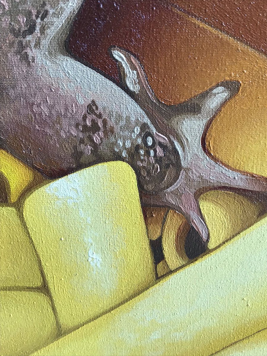 'Drowning in Luxury' 60x60cm on oil #oilpainting #frog #art #cheese