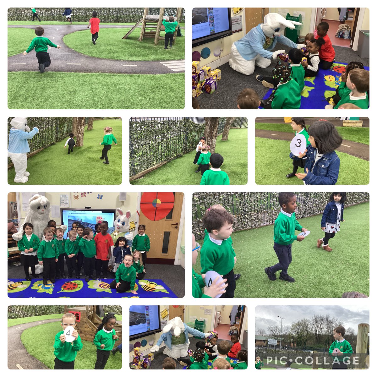 We had such fun hunting eggs with the Easter bunny this morning #stdavidsciwtafffechan