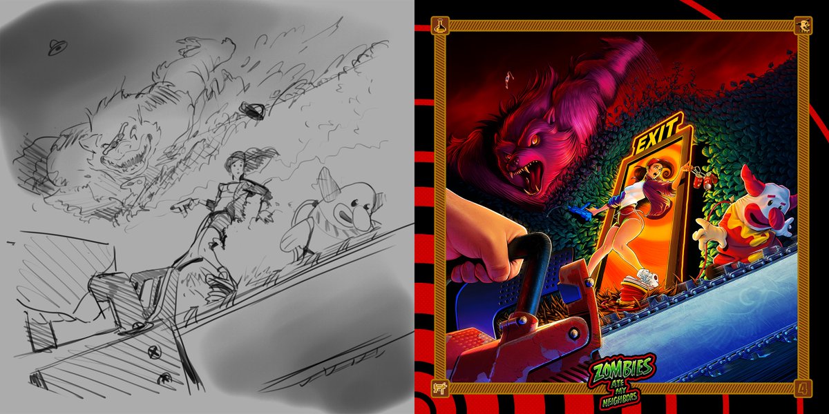 MikeM_animation's tweet image. Sketch vs Final 'Zombies ate my neighbors' fan art.
#sketchvsfinal #SNES #Lucasarts #Konami