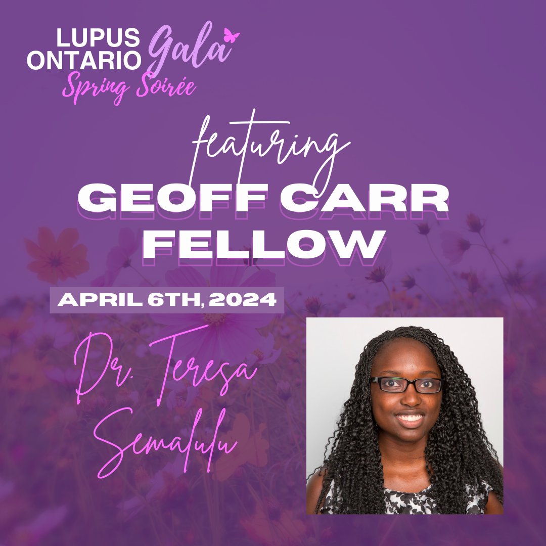 LupusON's tweet photo. Meet our Geoff Carr Fellow, Dr. Teresa Semalulu, who will be speaking at the Lupus Ontario Spring Soirée Gala on April 6th! Join us for an evening of fine dinning, celebration, music and dancing.

Get your tickets now! https://t.co/GtmNPoaU03 https://t.co/aMVESOZhmj