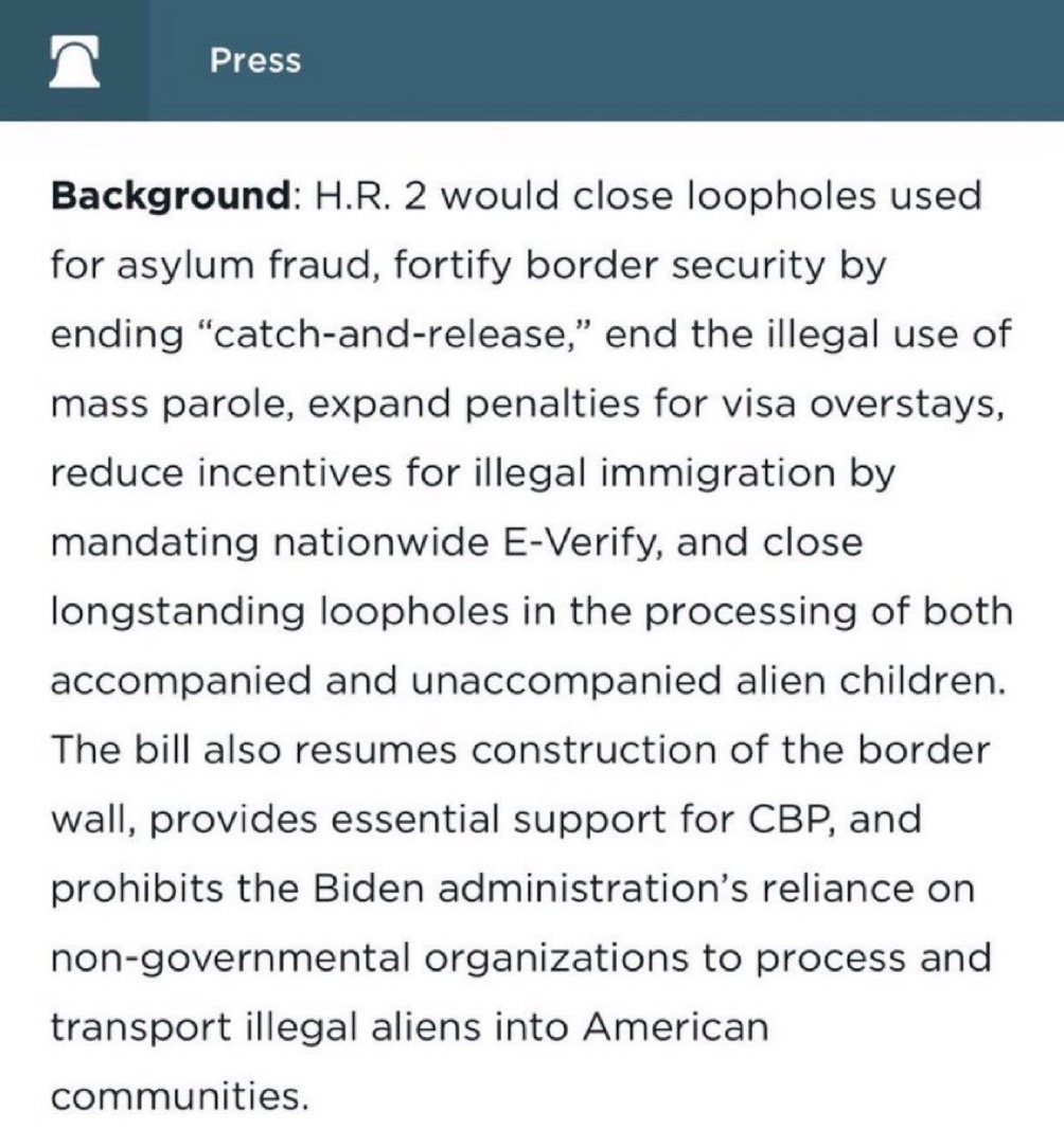 The House passed the Secure the Border Act on May 11, 2023. REAL border security has been sitting on Senator Schumer’s desk for 316 days.