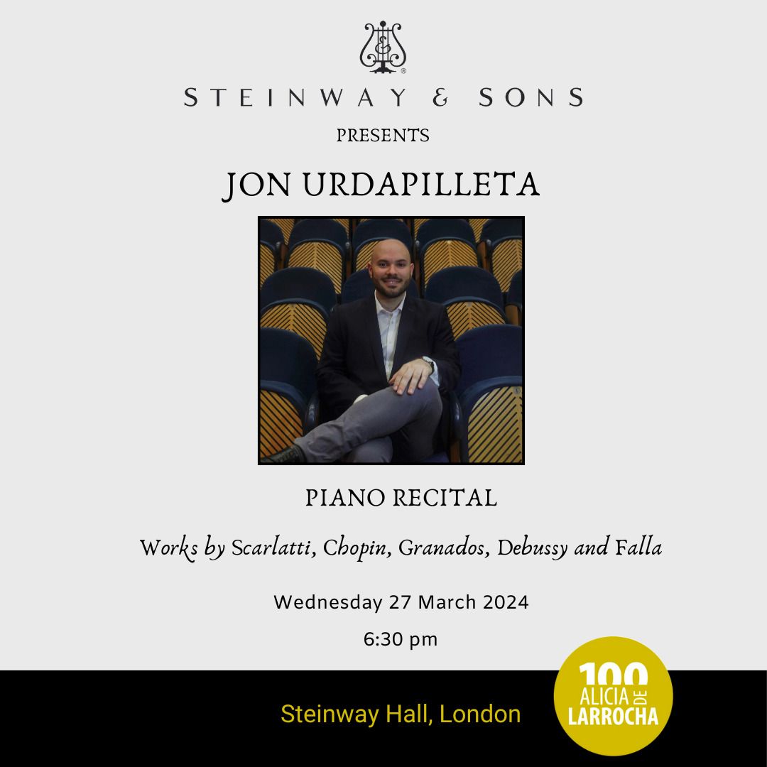 Join us for a solo piano recital with Spanish-born pianist Jon Urdapilleta of the Royal Academy of Music. Having won several prestigious awards, he is hosting a piano evening here at Steinway Hall London on Wednesday, the 27th of March at 6:30 pm. RSVP: jonurdap@gmail.com