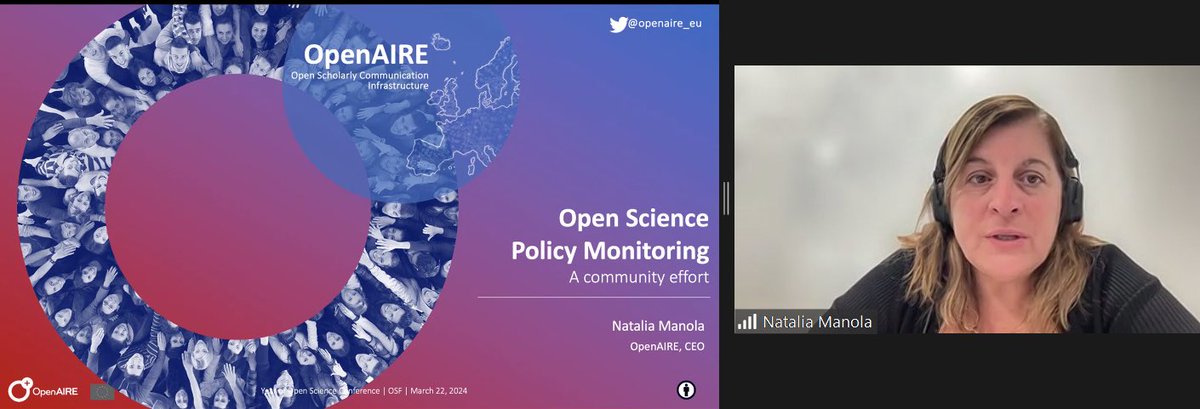 Now live from at the Year of #OpenScience conference #YOS! #OpenAIRE CEO, @nataliamanola participates in an expert panel on #OpenScience monitoring and highlights that in terms of efficient policy making there is not one size fits all! #OpenAccess #FAIRdata