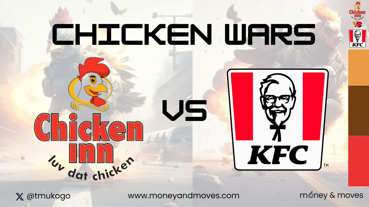 Simbisa Brands is investing heavily in Zimbabwe in a way that could help it dominate in the future. There is one big risk, however - KFC’s aggressive drive in Zimbabwe. Who will win the Chicken War, KFC or Chicken Inn? Let’s unpack! 🧵 Thread 🧵