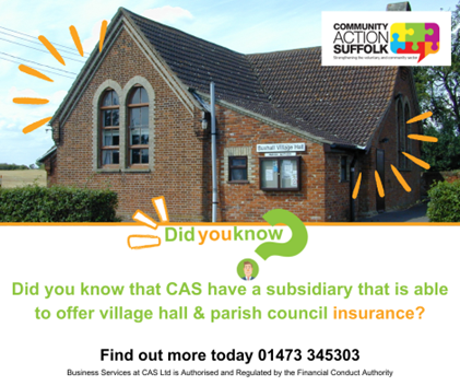Did you know that CAS has a subsidiary that is able to offer village hall and parish council insurance for village halls in Suffolk and beyond! Find out more here communityactionsuffolk.org.uk/business-suppo… #VillageHallsWeek