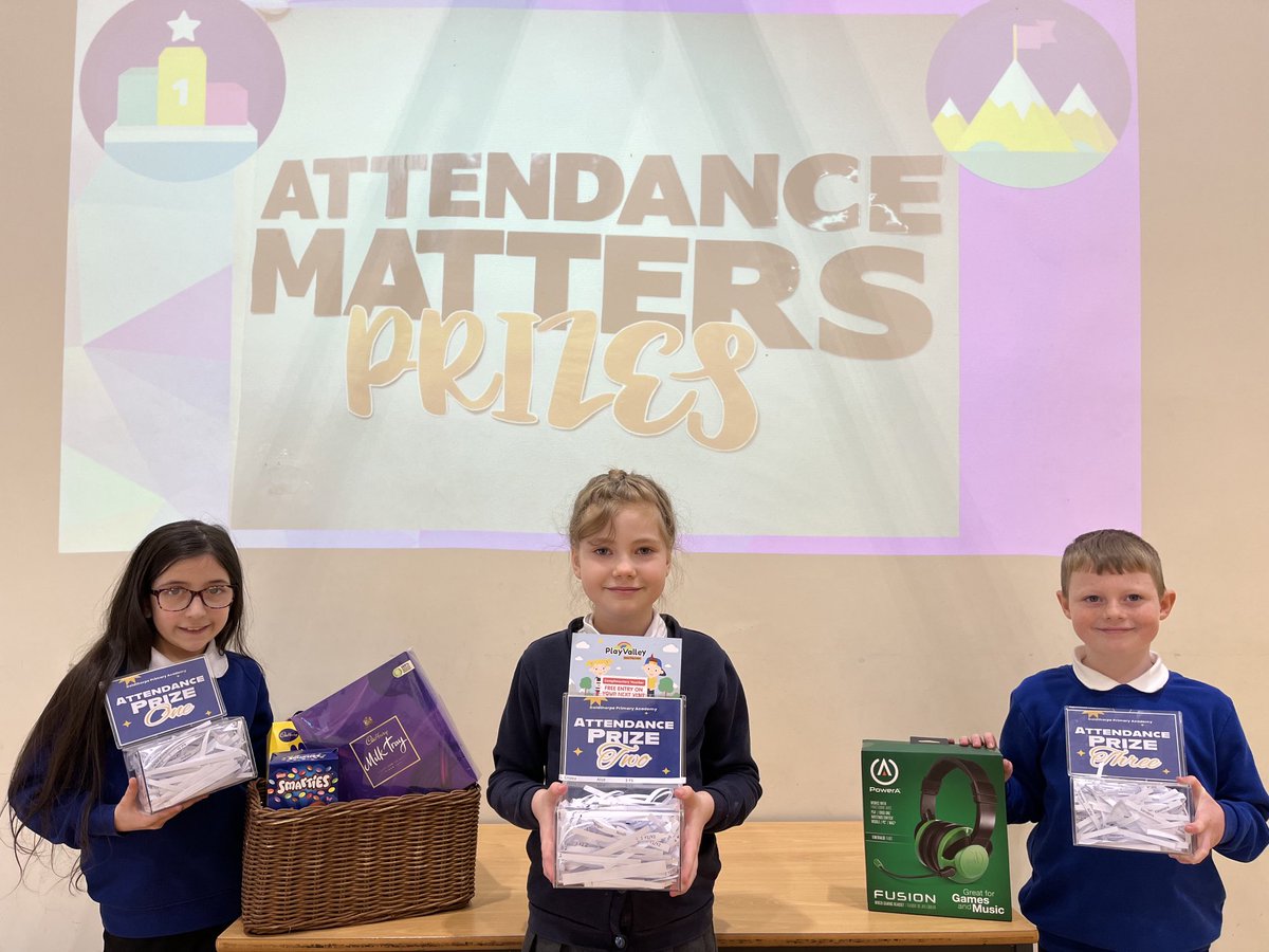 We love to celebrate attendance 💙 this half term saw 3 lucky children win the following prizes. Attend all week to put your name into a prize draw for next half term. It could be you!#attendancematters #prizes #celebrate #awards