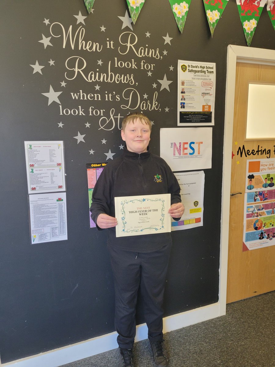 NEST HIGH FLYER of the Week has been awarded to Charlie Gill. Charlie has been working extremely hard in NEST and is always willing to help Mrs Pritchard in Registration time. Well done Charlie!
