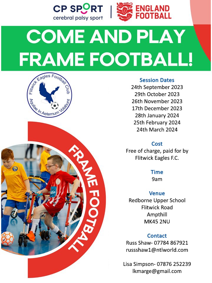 CP_Sport's tweet image. Did you know that Flitwick Eagles deliver Frame Football Sessions, for 5-16 year-olds in the Bedfordshire area? ⚽️💚

For more information, please contact Russ Shaw: 07784 867921 or russshaw1@ntlworld.com