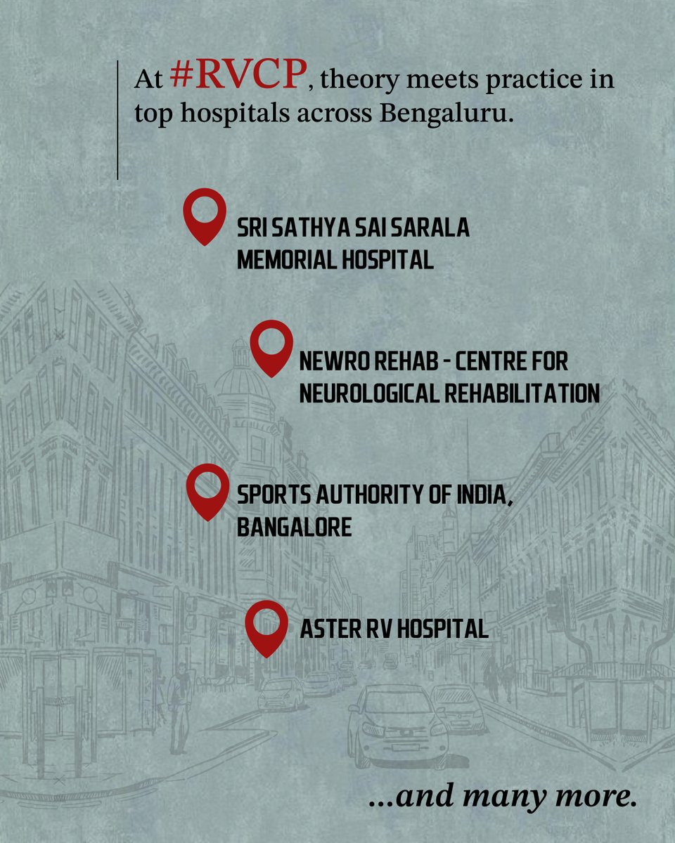RVPhysiotherapy's tweet photo. #RVCP, excellence is not just a goal - it is a standard we uphold every day. Join us now to embark on a transformative journey where theory seamlessly merges with practice to provide students with unparalleled clinical training opportunities at top hospitals across Bengaluru. https://t.co/LP2I4B03lc