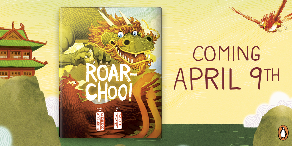 Coming Soon: ROAR-CHOO! by @charlottedraws & illustrated by @dsantat Patient, peaceful Phoenix tries to take care of rambunctious and cold-ridden Dragon, which leads to hilarious and sweet results! On Sale 4/9 🚨