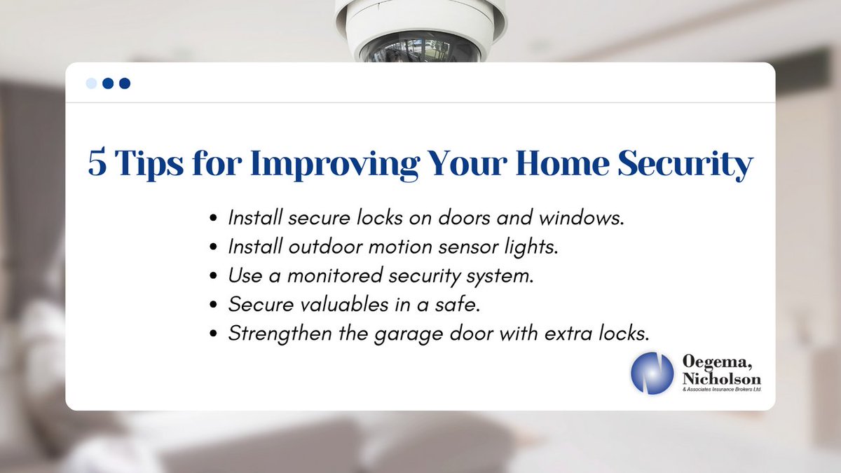 Looking to strengthen your home security but unsure where to start? 🏠

Discover our 5 top tips and get in touch with #OegemaNicholson to learn more: bit.ly/3i33TTo

#HomeSecurity #SafeHome