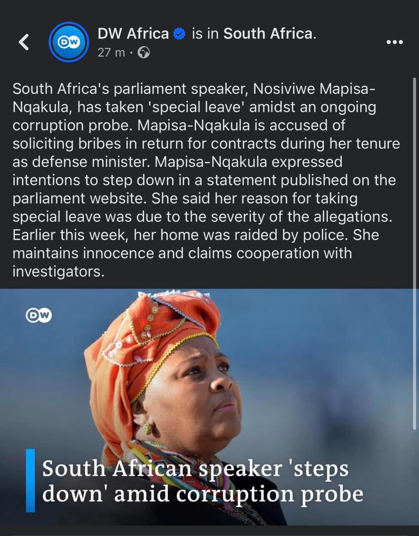In South Africa, the Speaker has stepped aside to pave way for an investigation into allegations of corruption against her. In Uganda, it's the opposite: those exposing the Speaker's apparent corruption are being compelled to go into hiding to save their lives.

These two