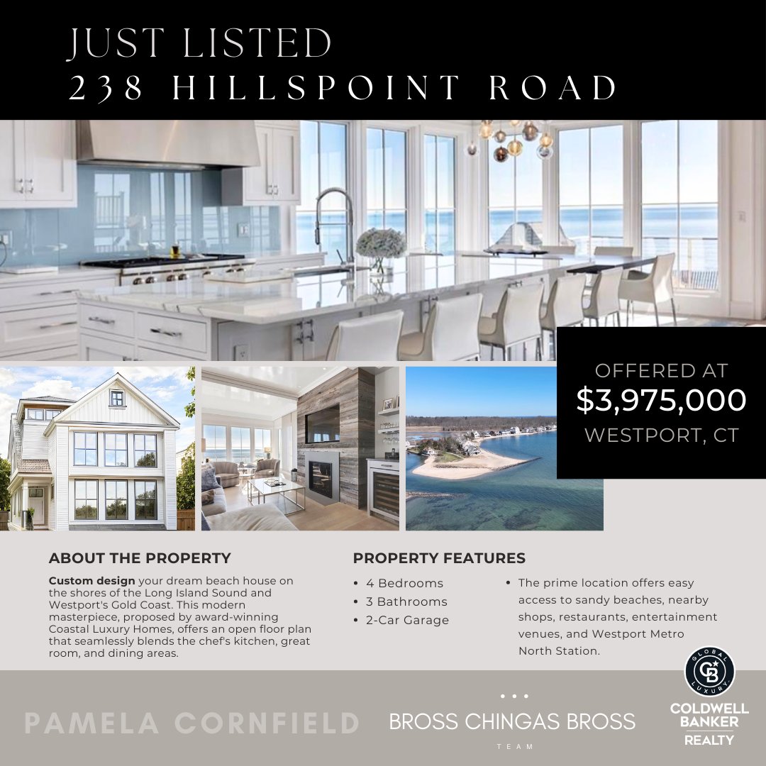#JUSTLISTED
238 Hillspoint Road | #WestportCT | $3,975,000
Listed by Pamela Cornfield

Bross Chingas Bross is #SoldOnWestport &amp; #SoldOnCT
<a href="/ColdwellBanker/">Coldwell Banker</a> Global Luxury®⠀⠀⠀⠀
203.454.8000
Info@BrossChingas.com
