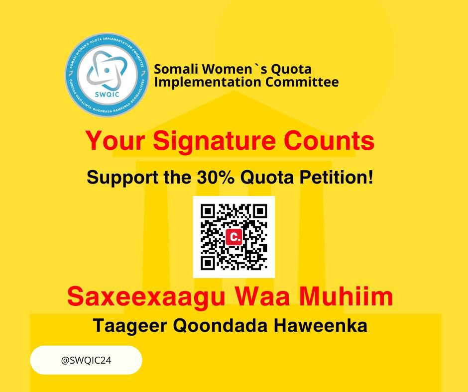 SWQIC24's tweet photo. Fadlan Saxiix (Codsi Wadareedkan) si wax looga badalo Qodobka 3aad faqradiisa 5aad ee Cutubka koowaad ee Mabaadi’da Asaasiga ee Dastuurka Jamhuuriyadda Federaalka Soomaaliya. 
Goolkeenu wa 40,000 Petition.

Faahfaahinta Fadlan guji (link) hoos kuxusan.

https://t.co/7hyASEAofc https://t.co/gwnF9QLA1F