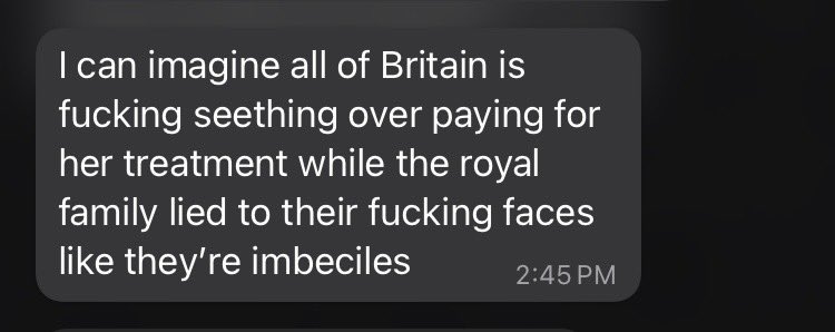 SavageSteamboat's tweet image. This WhatsApp text I just got is everything. Because it’s true. #endthemonarchy