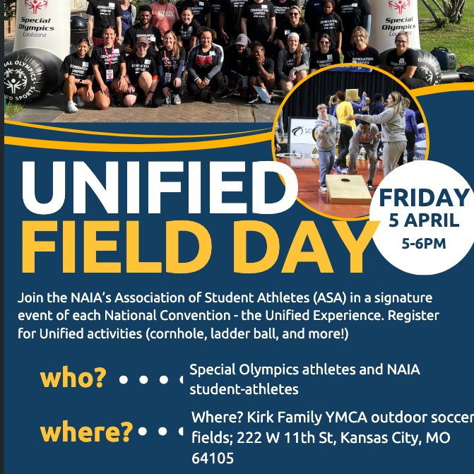 Special Olympics MO (@somissouri) on Twitter photo Join us for a Unified Field Day in Kansas City on Friday, April 5th from 5-6pm! 🤩Spaces are limited, so register now to secure your spot! Registration closes on Friday, March 29th.  For any inquiries, reach out to Lexxi O’Brien at lobrien@specialolympics.org. Join us for a Unified Field Day in Kansas City on Friday, April 5th from 5-6pm! 🤩Spaces are limited, so register now to secure your spot! Registration closes on Friday, March 29th.  For any inquiries, reach out to Lexxi O’Brien at lobrien@specialolympics.org.