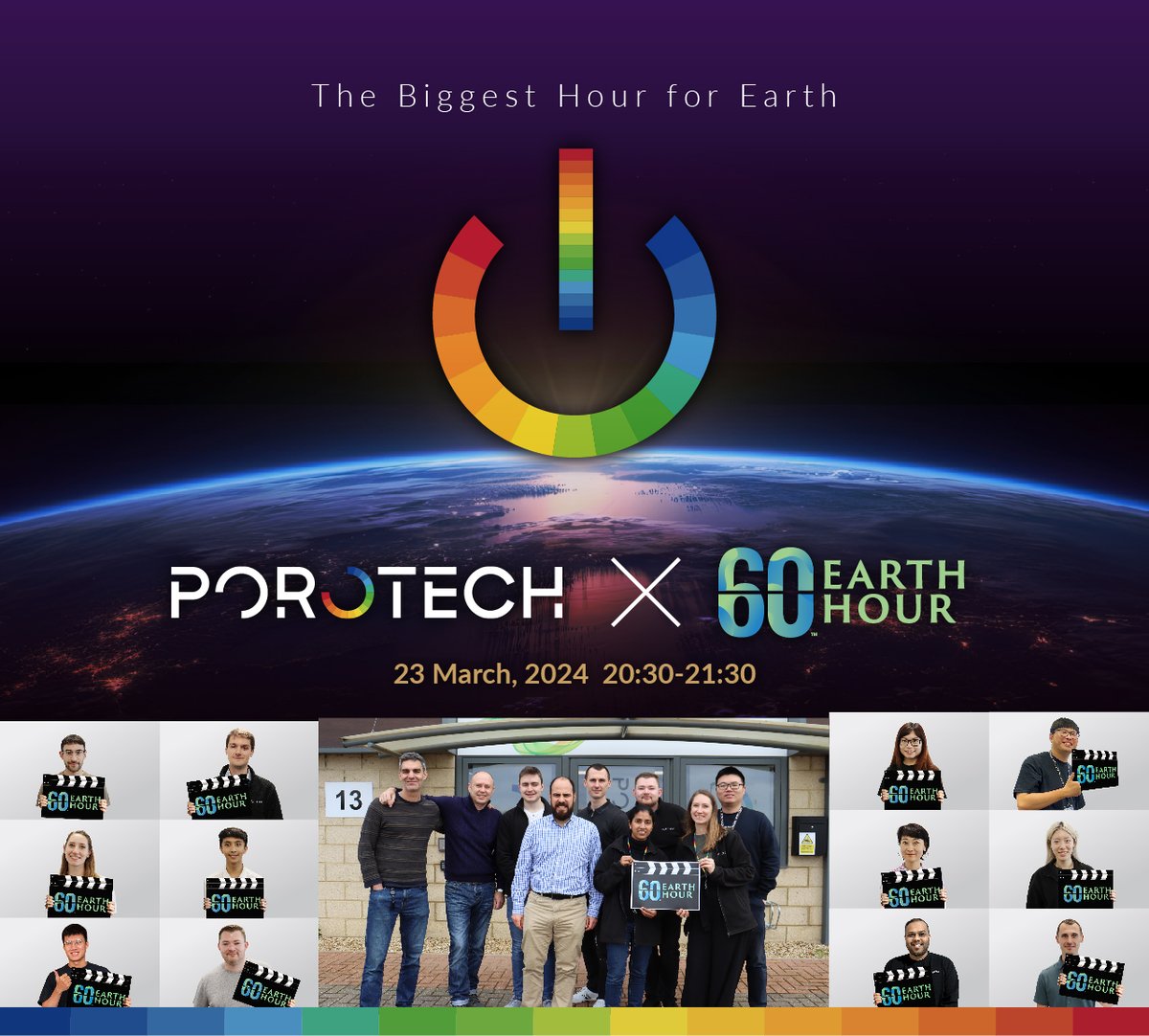 Tonight, we're taking part in🌏Earth Hour 60+! Turn off the light between 20:30 and 21:30 to reduce your energy footprint and support the environment in real action. Together, we can make a big difference! 😍👏👏 earthhour.org #Porotech #EarthHour #Connect2Earth