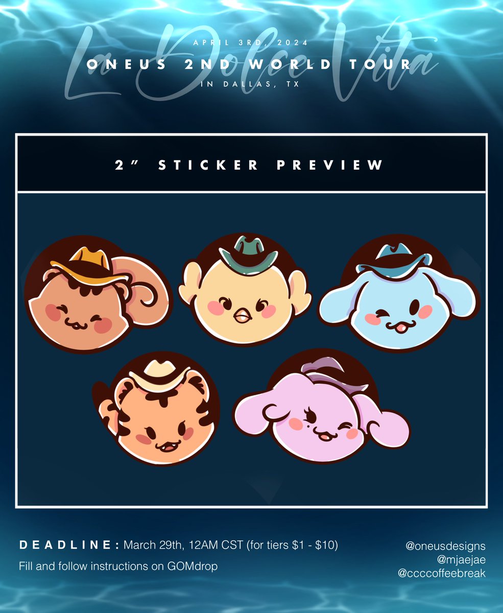 yeehawwithus's tweet photo. Tier goodies final reveal!
It’s not too late to join our banner project for Oneus in Dallas!
Tiers $1, $5, and $10 are still available!!
Tier $25 is SOLD OUT!!
.
Shipping for tier goodies is also available!! https://t.co/MrumfPodQe