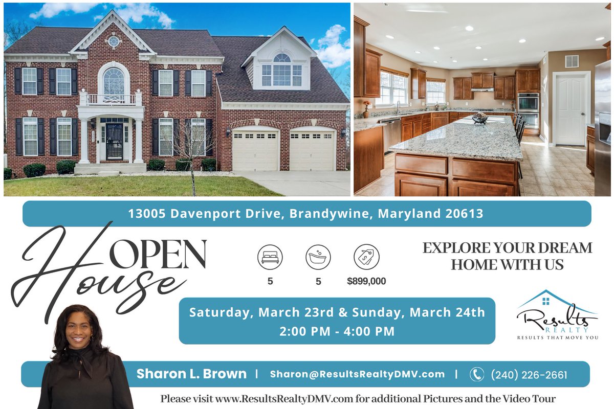 Join us for a special viewing of this home or Call us today on 📲 (240) 226-2661  to schedule Your Private Tour!
-------------

Connect

Facebook - facebook.com/ResultsRealtyD…
YouTube - bit.ly/2oA70K5
Website - ResultsRealtyDMV.com

#OpenHouse #SharonLBrown #ResultsRealty