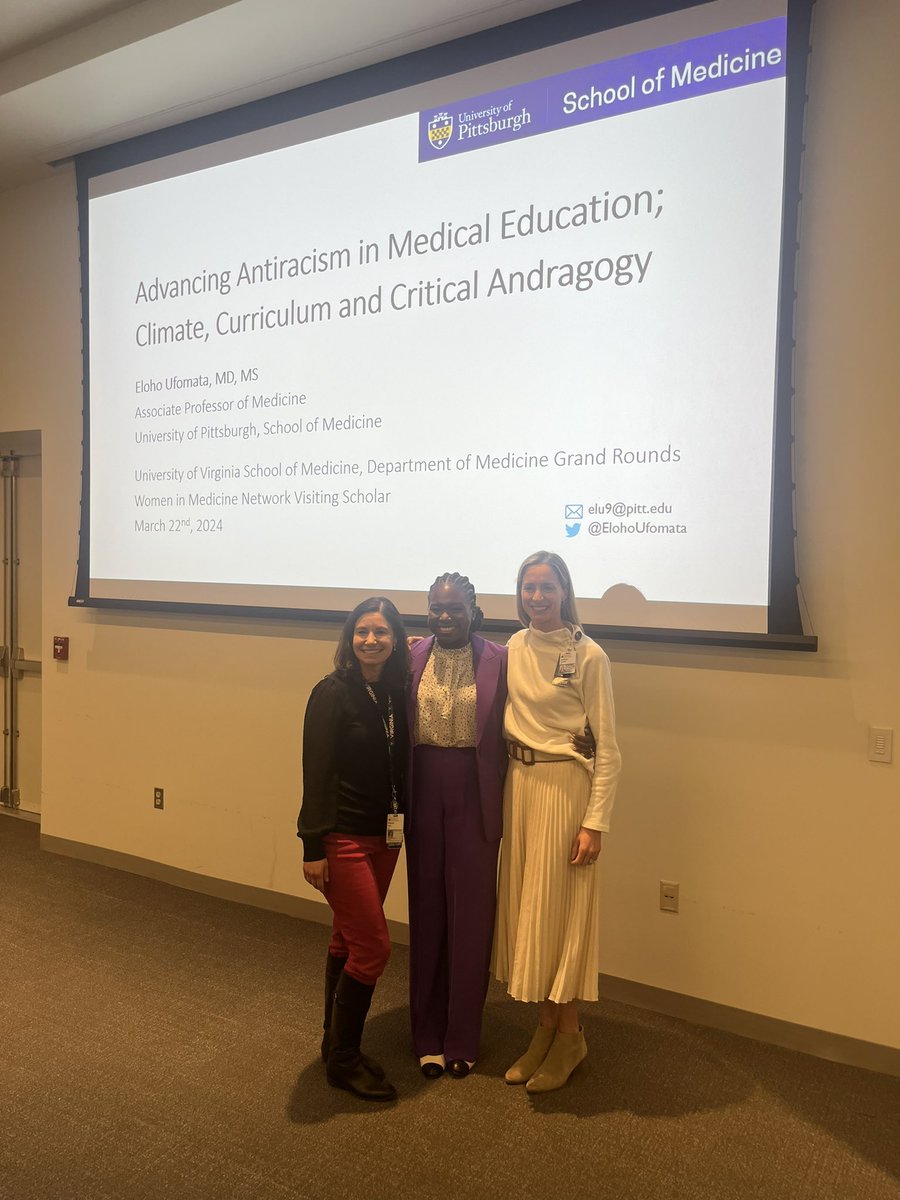 MemariMD's tweet image. Thank you to  @ElohoUfomata for your incredible presentation on Advancing #Antiracism in Medical Education at @uvamedicine Grand Rounds today as the Women in Medicine Network (WIMN) annual visiting scholar! We are all still buzzing about your ideas and call to action!